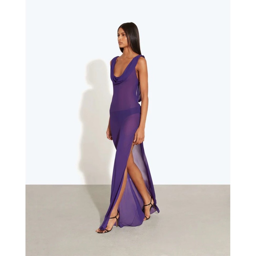 NWT Rat & Boa Purple Sheer Cowl Neck Maxi Dress